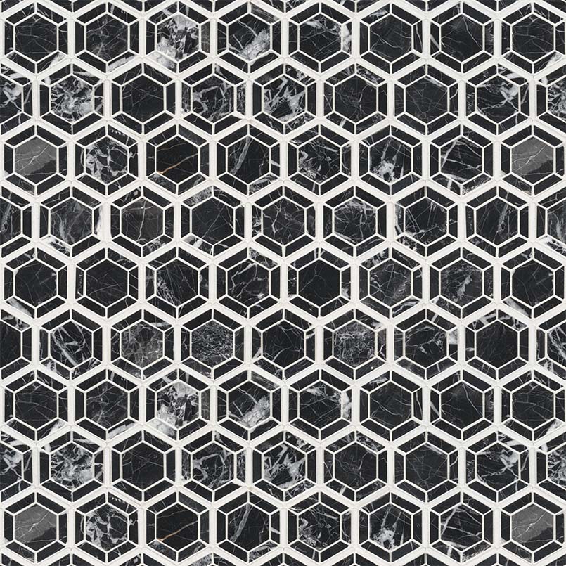 黑白根希腊白六角边框